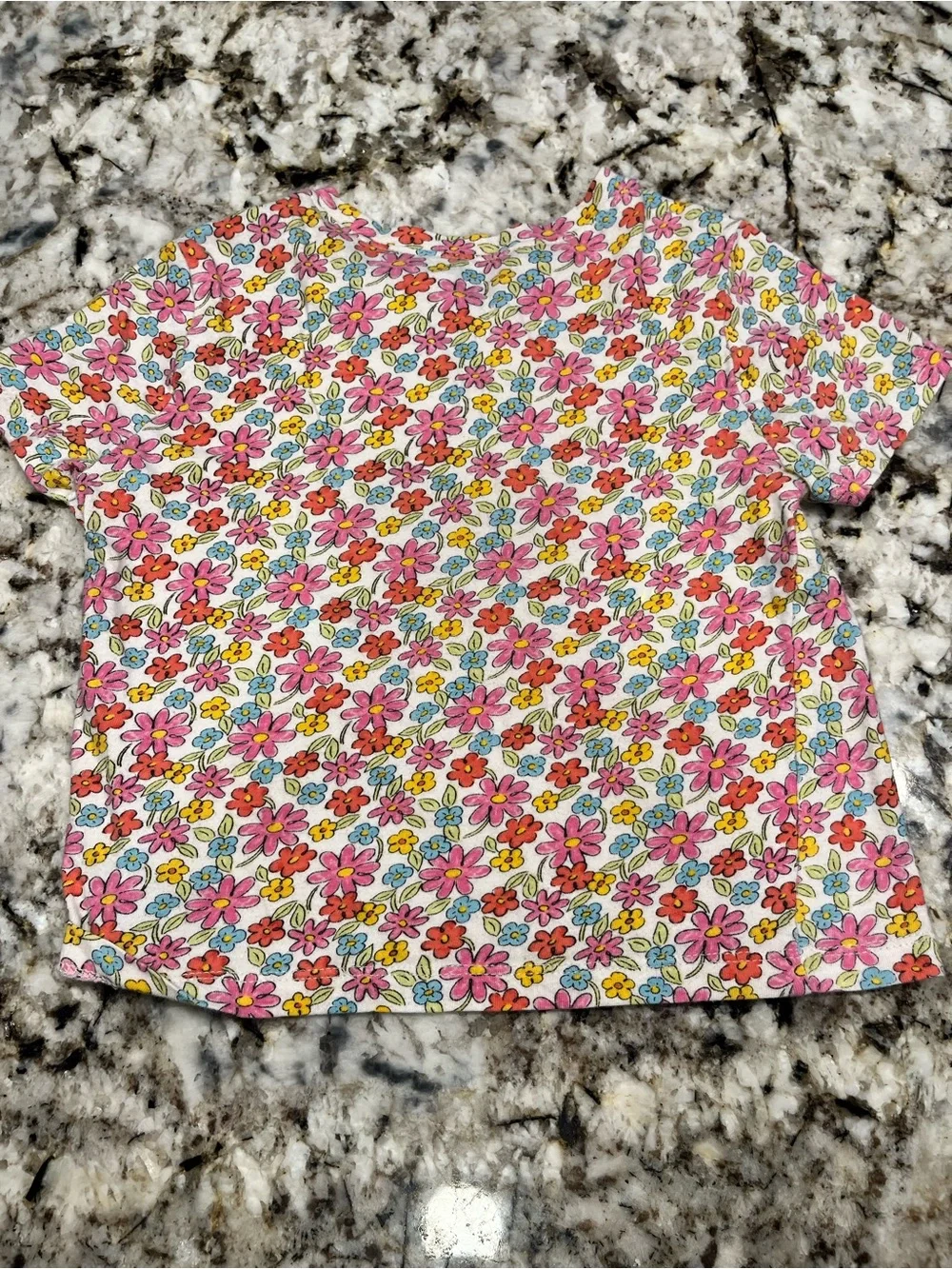 Old Navy White Floral Tee with Pink, Yellow & Blue Accents